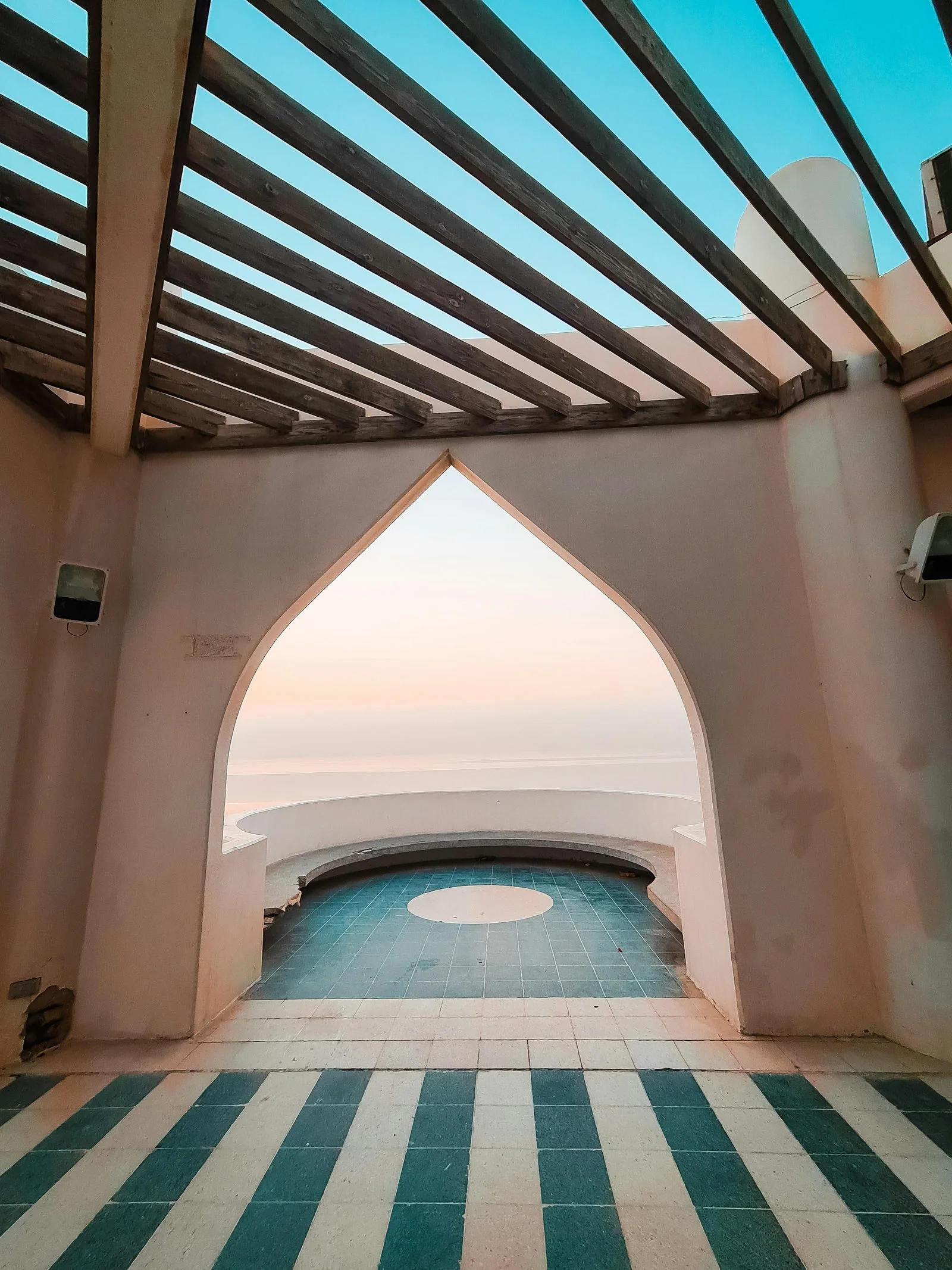 An arched pavilion overlooking the sea on the Al Khobar corniche